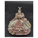 Dresden Porcelain Lace Lady in Chair with Fan