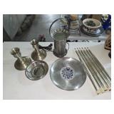Mercury Glass Taper Candles and Metal Decor Lot