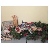 Christmas garland, stocking and more