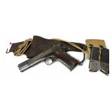 Original WWI USMC United States Marine Corps Colt 1911 Pistol Rig with Magazines, Holster, And lanyard 