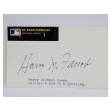 Harry Michael Fanok Autographed 3X5 Note Card