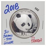 2018 30G .999 Silver Panda Round