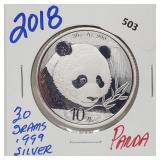 2018 30G .999 Silver Panda Round