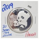 2019 30G .999 Silver Panda Round