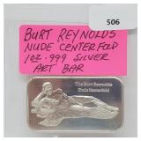 1oz .999 Silver Burt Reynolds Art Bar 1oz .999 Silver Burt Reynolds Art Bar