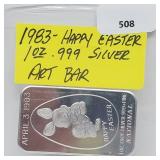 1983 1oz .999 Silver Easter Art Bar