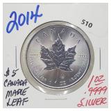 2014 1oz .999 Silver $5 Canada Maple Leaf