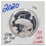 2020 1oz .999 Silver Yr of the Rat Round