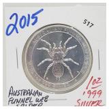 2015 1oz .999 Silver Australian Funnel Web Spider