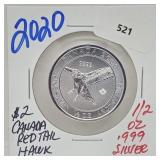 2020 1/2oz .999 Silver $2 Canada Red Tail Hawk 2020 1/2oz .999 Silver $2 Canada Red Tail Hawk