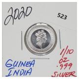 2020 1/10oz .999 Silver Guinea India Round