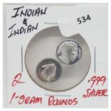 2-1G .999 Silver Indian Rounds 2-1G .999 Silver Indian Rounds