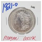 1921-D 90% Silver Morgan $1 Dollar