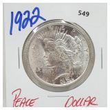 1922 90% Silver Peace $1 Dollar