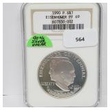 NGC 1990-P PF69 90% Silver Ike $1 Dollar NGC 1990-P PF69 90% Silver Ike $1 Dollar