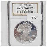 NGC 1999-P PF69 Ultra Cameo 1oz .999 Silv Eagle NGC 1999-P PF69 Ultra Cameo 1oz .999 Silv Eagle