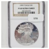 NGC 1999-P PF69 Ultra Cameo 1oz .999 Silv Eagle