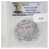 PCGS 2016-P Gem BU 1oz .999 Silver Eagle $1