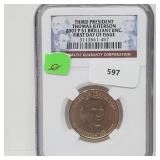 NGC 2007-P BU First Day Issue Jefferson $1 Dollar NGC 2007-P BU First Day Issue Jefferson $1 Dollar