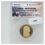 ANACS 2012-S PR70DCAM First Strike Harrison $1