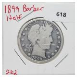 1899 90% Silver Barber Half $1 Dollar 1899 90% Silver Barber Half $1 Dollar
