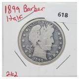 1899 90% Silver Barber Half $1 Dollar