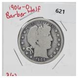 1906-O 90% Silver Barber Half $1 Dollar