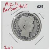 1912-D 90% Silver Barber Half $1 Dollar 1912-D 90% Silver Barber Half $1 Dollar