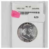 ANACS 1952 MS63 90% Silver Franklin Half $1