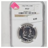 NGC 1956 Type 2 PF67 90% Silver Franklin Half $1