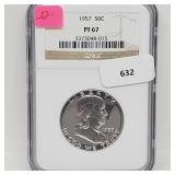 NGC 1957 PF67 90% Silver Franklin Half $1 Dollar NGC 1957 PF67 90% Silver Franklin Half $1 Dollar