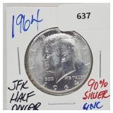 1964 UNC 90% Silver JFK Half $1 Dollar