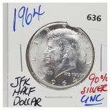 1964 UNC 90% Silver JFK Half $1 Dollar 1964 UNC 90% Silver JFK Half $1 Dollar