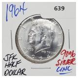 1964 UNC 90% Silver JFK Half $1 Dollar 1964 UNC 90% Silver JFK Half $1 Dollar