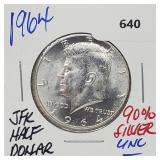 1964 UNC 90% Silver JFK Half $1 Dollar