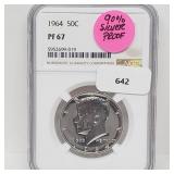 NGC 1964 PF67 Proof 90% Silver JFK Half $1