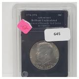 Authenticated 1976 BU Bicentenn JFK Half $1