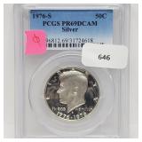 PCGS 1976-S PR69DCAM 90% Silver JFK Half $1 PCGS 1976-S PR69DCAM 90% Silver JFK Half $1