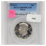 PCGS 1976-S PR69DCAM 90% Silver JFK Half $1