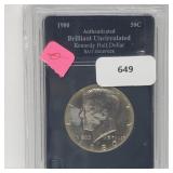 Authenticated 1980 BU JFK Half $1 Dollar Authenticated 1980 BU JFK Half $1 Dollar