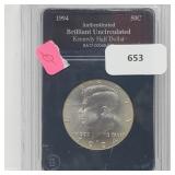 Authenticated 1994 BU JFK Half $1 Dollar Authenticated 1994 BU JFK Half $1 Dollar
