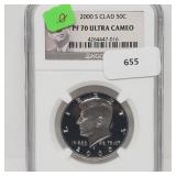 NGC 2000-S Clad PF70 Ultra Cameo JFK Half $1