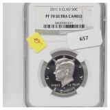 NGC 2011-S Clad PF70 Ultra Cameo JFK Half $1