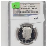 NGC 2015-S Clad PF70 Ultra Cameo JFK Half $1