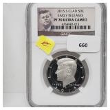 NGC 2015-S Clad PF70 Ultra Cameo JFK Half $1