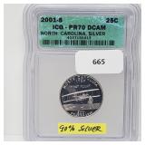 ICG 2001-S PR70 DCAM 90% Silv NC Quarter