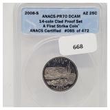 ANACS 2008-S PR70DCAM Clad Proof AZ Quarter