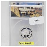 ANACS 2015-S PR70DCAM 90% Silv Homestead Quarter