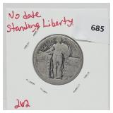 No Date 90% Silver Standing Liberty Quarter