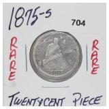 Rare 1875-S 90% Silver Twenty Cent Piece Rare 1875-S 90% Silver Twenty Cent Piece
